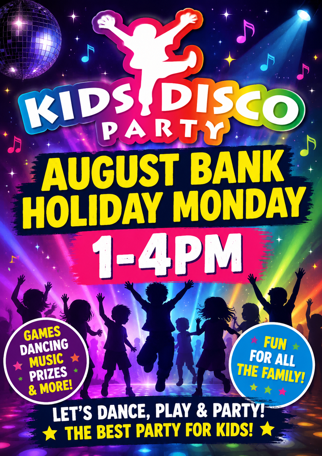 Kids disco party at Hythe & District Club, 31/08/2026