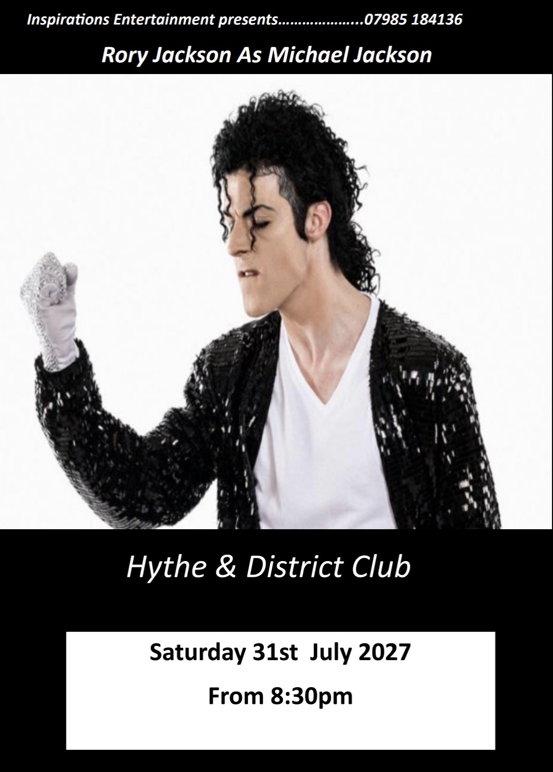 Michael Jackson tribute at Hythe & District Club, 31/07/2027