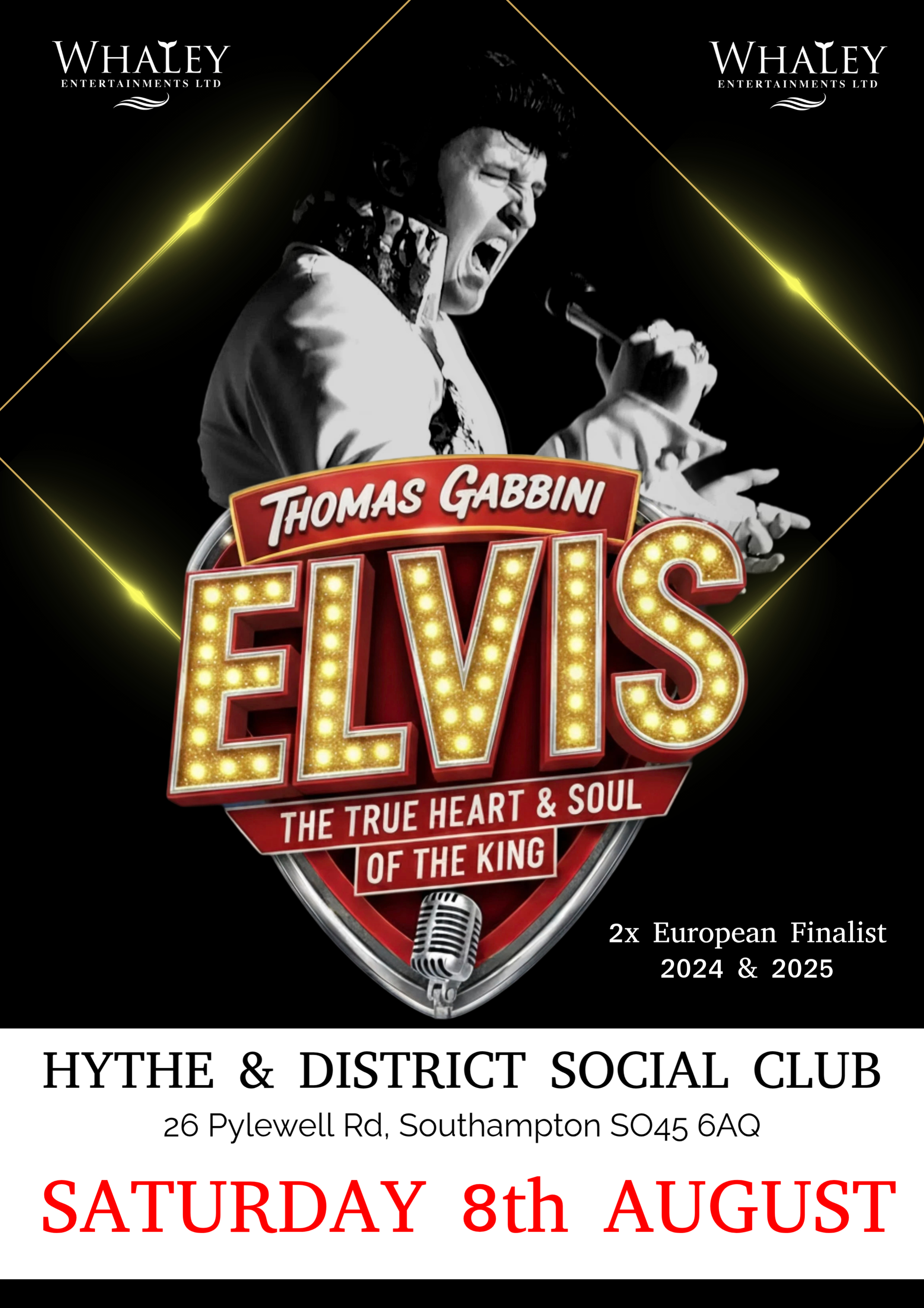 ELVIS tribute at Hythe & District Club, 08/08/2026
