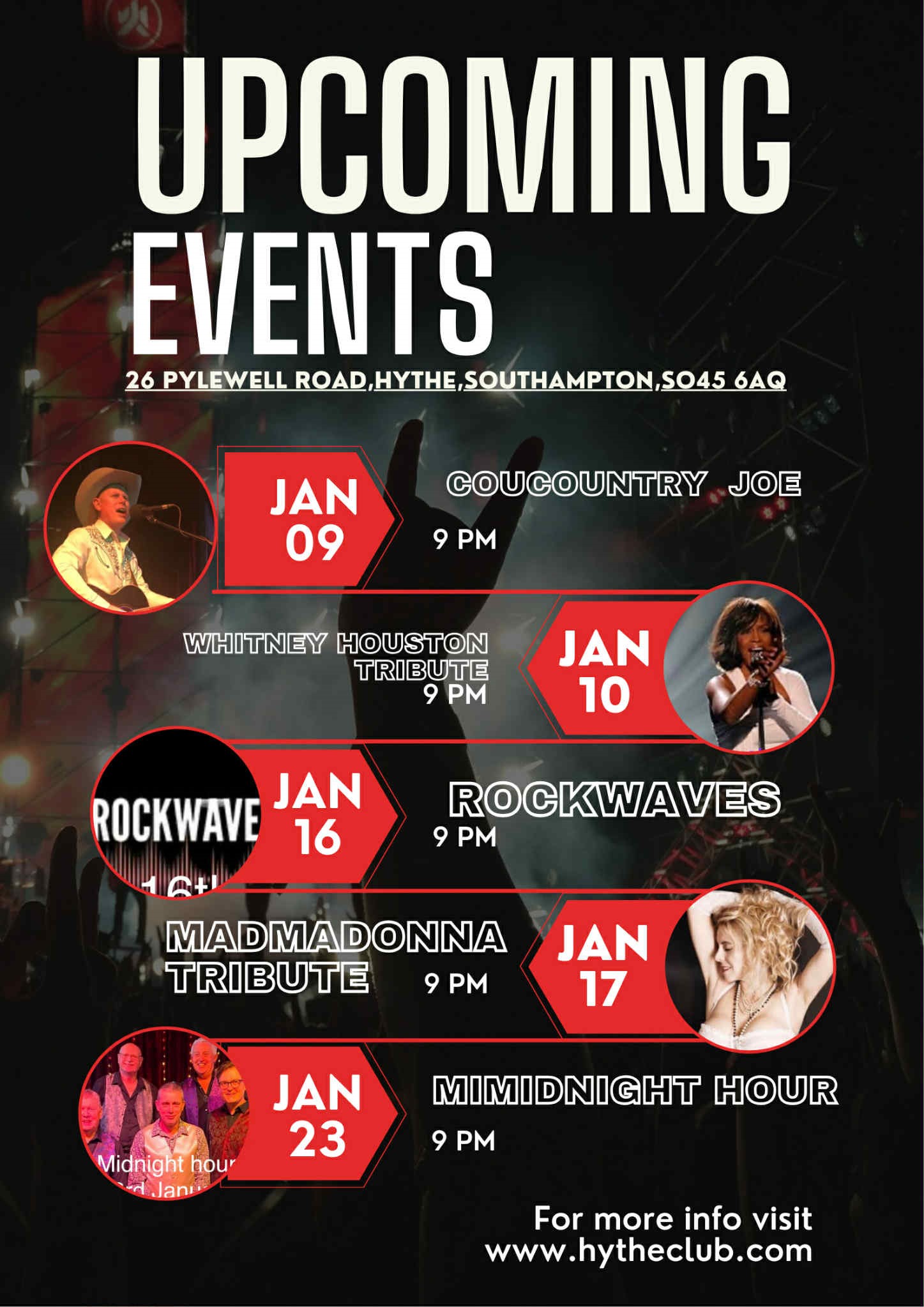 Upcoming Entertainment at Hythe & District Club, 10/01/2026