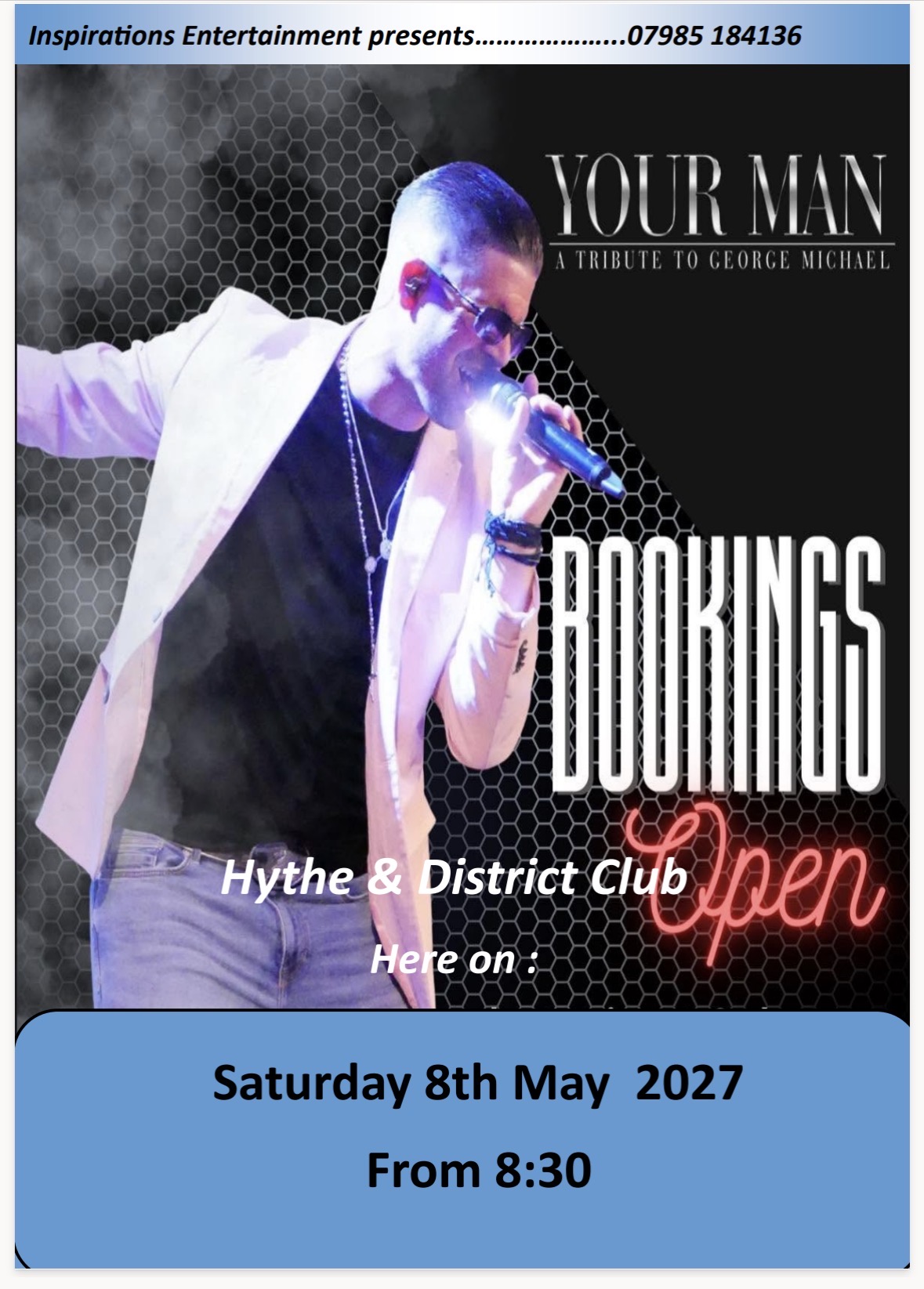 George Michael tribute at Hythe & District Club, 08/05/2027
