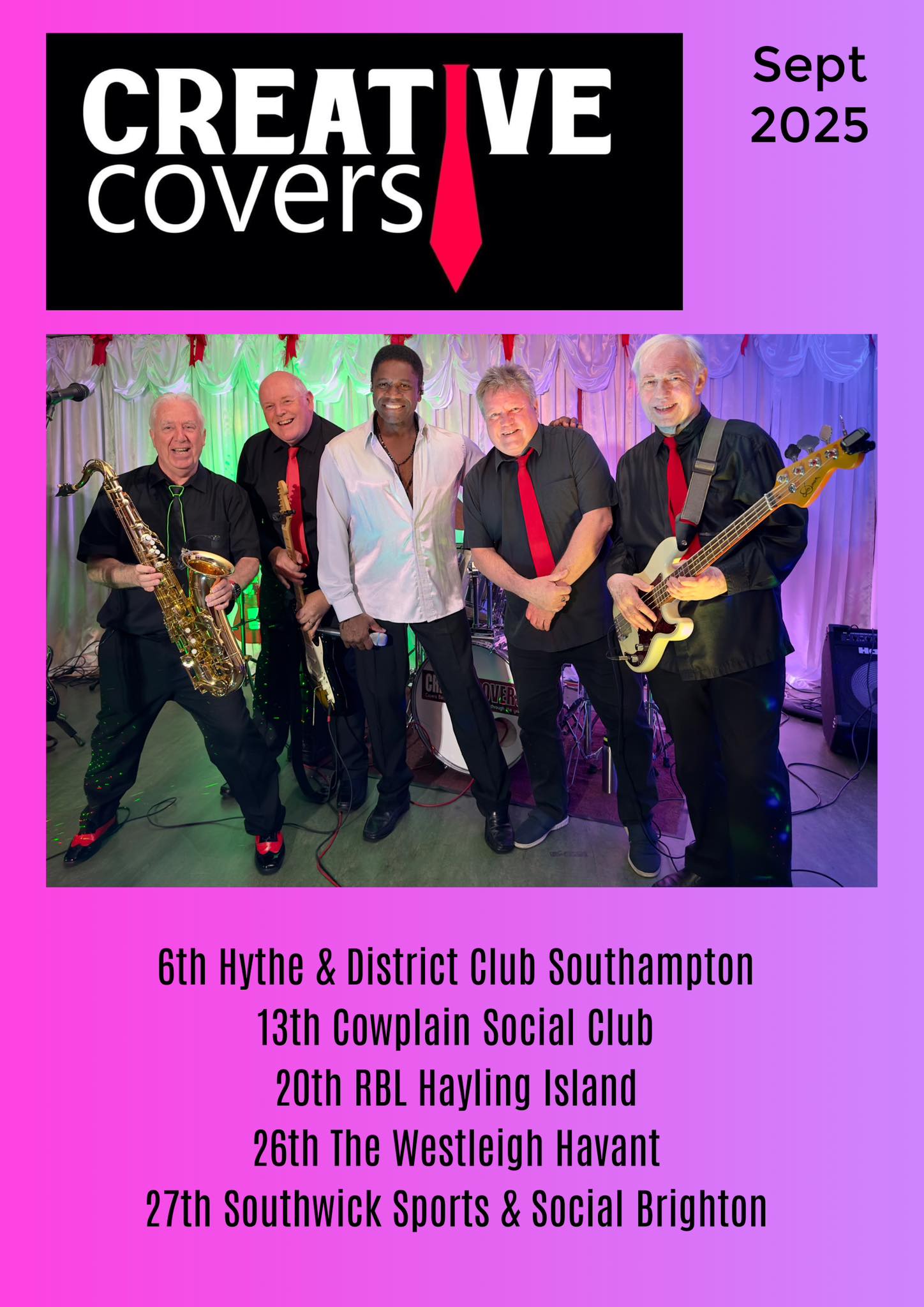creative covers band at Hythe & District Club, 16/01/2027