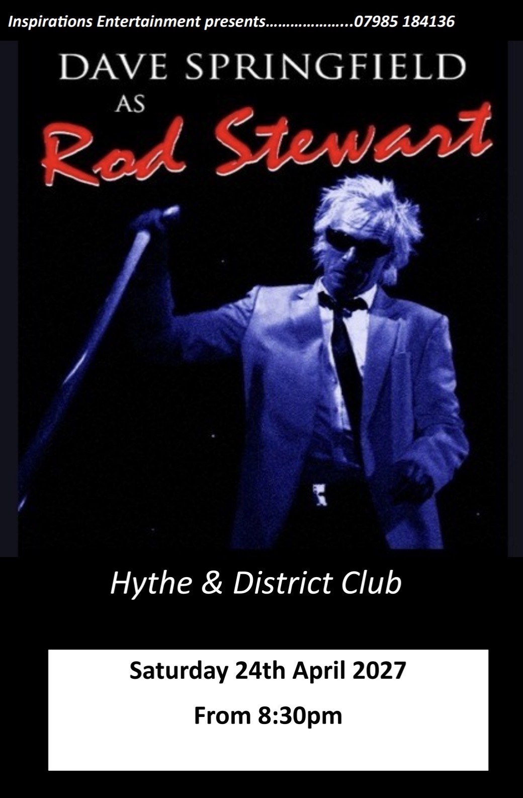 Rod Stewart tribute at Hythe & District Club, 24/04/2027