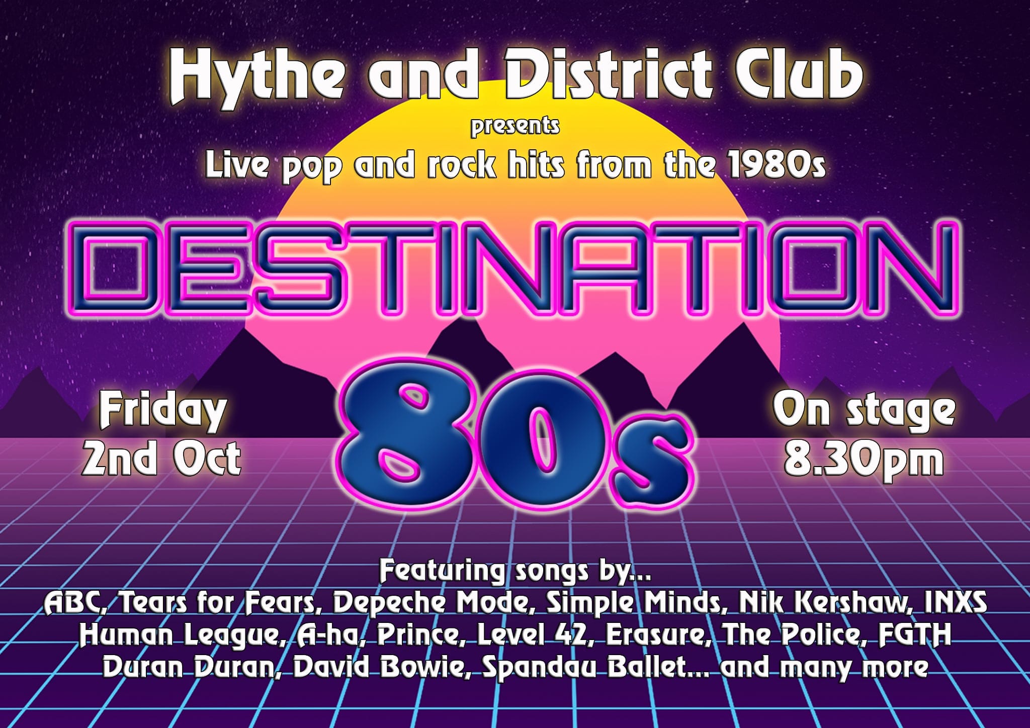 Destination 80s at Hythe & District Club, 02/10/2026