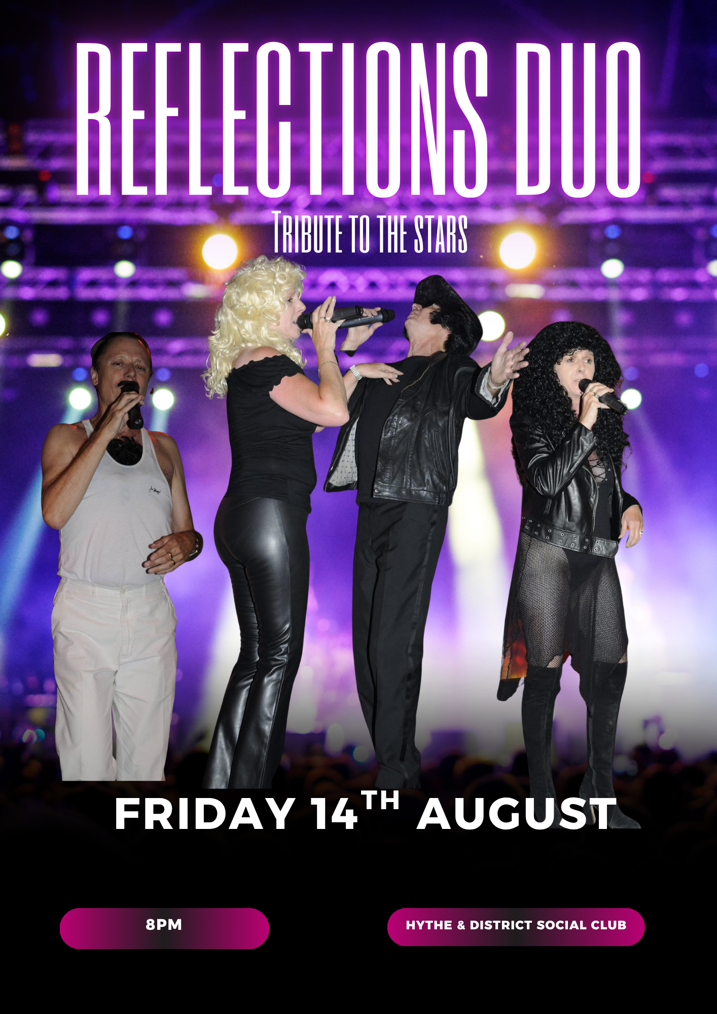 Tribute to the stars Reflections duo at Hythe & District Club, 14/08/2026