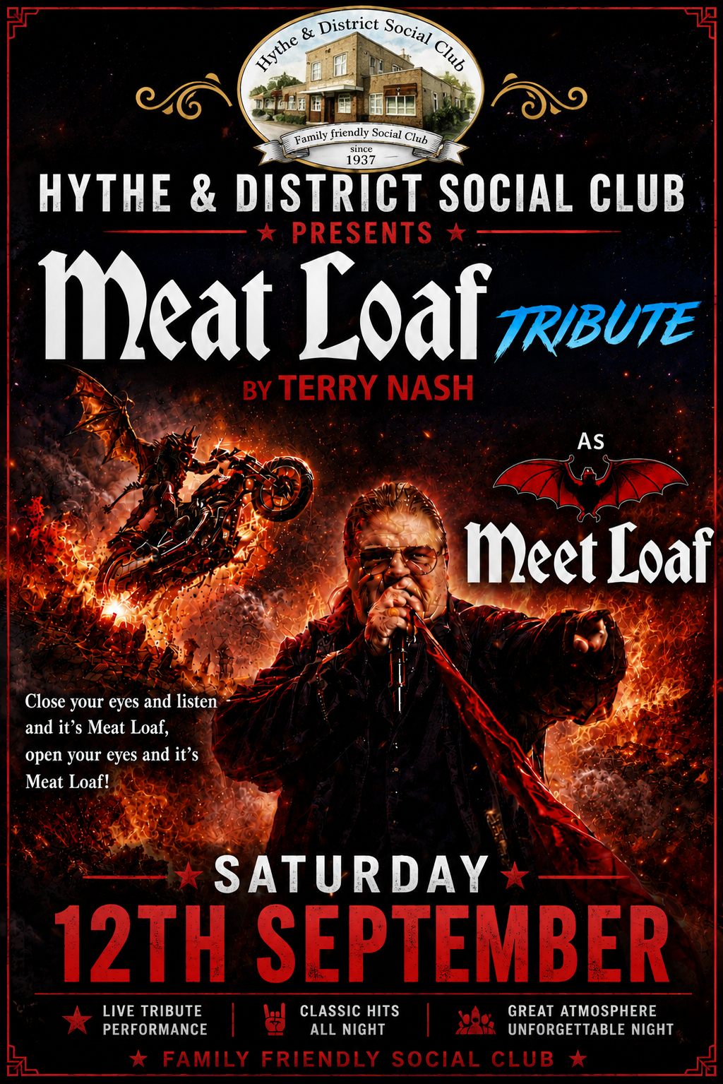 Meatloaf tribute at Hythe & District Club, 12/09/2026